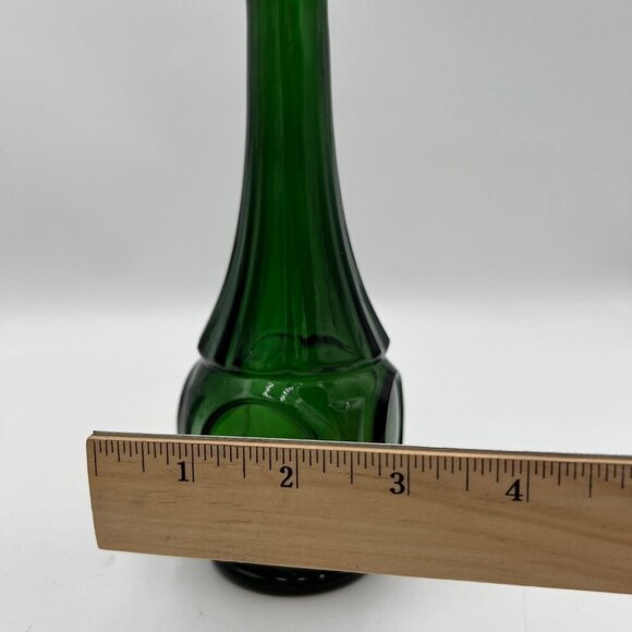 Wheaton Glass Bullseye Bud Vase 9" Green Panels & Dots Vintage - Picture 7 of 7
